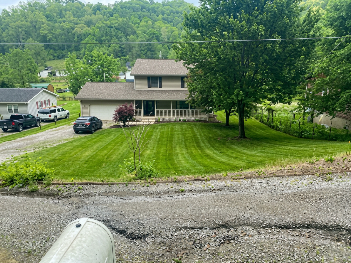 Manicured front yard of a home in Harlan County